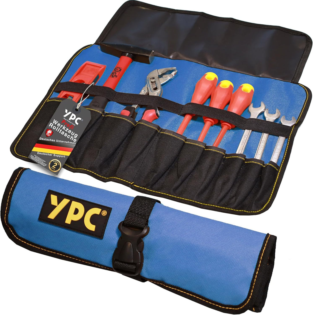 YPC VarioRoll L – 45x32cm, 10 Steckfächer und 4 Halteschlaufen, Werkzeugtasche rollbar, Messertasche