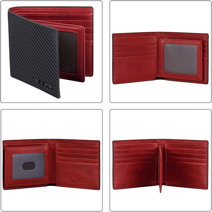 VISOUL Leder Geldbörse Herren mit ID-Fenster & RFID Schutz I Echtleder Geldbeutel für Männer I Porte