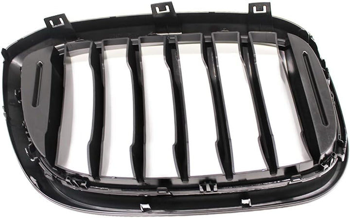 HZTWFC 2 Stück Auto Mesh Glänzend Schwarz Einzelne Zeile Renngitter Fronthaube Nierengitter Grill Fü