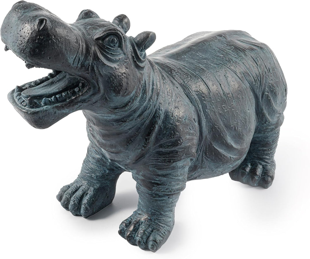 Wasserspeier Figur Flusspferd Hippo aus Kunststein - (L x B x H): ca. 300 x 125 x 200 mm - Schlaucha