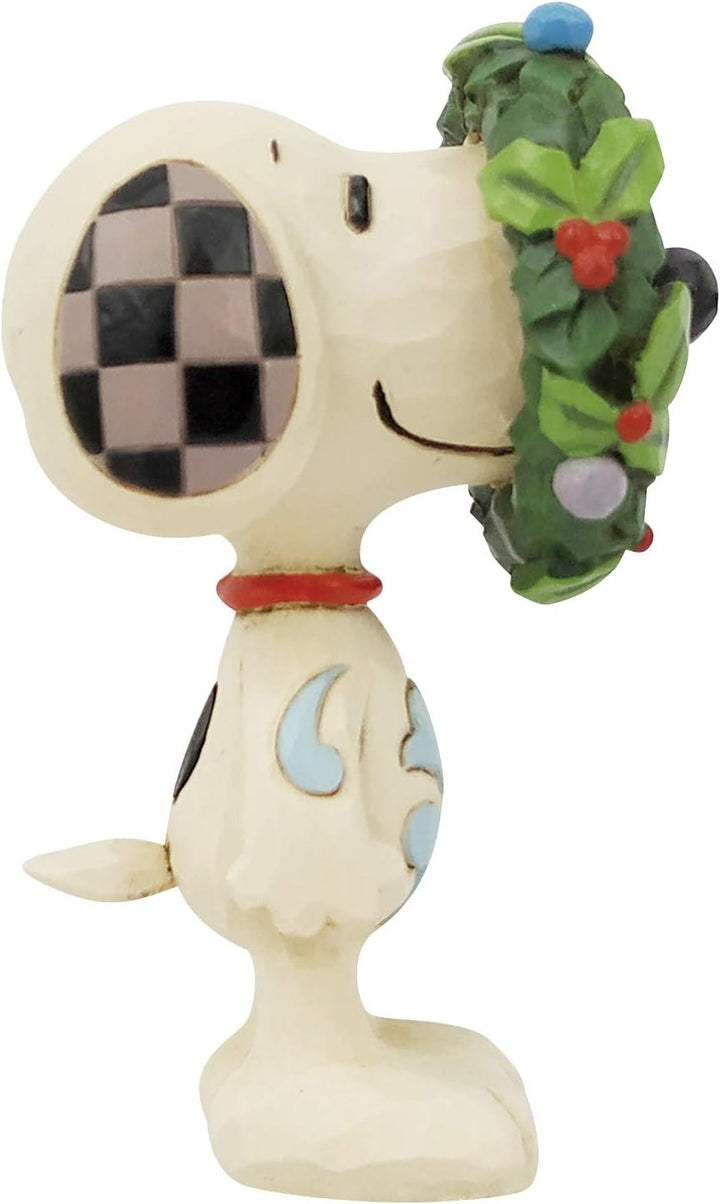 Enesco Jim Shore Peanuts Miniaturfigur Snoopy im Kranz, Mehrfarbig