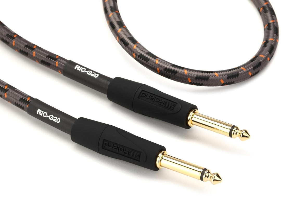 Roland Gold-Serie Patch/Pedal-Kabel – gerade 6,3-mm-Klinkenstecker, Länge: 6 m – RIC-G20, schwarz