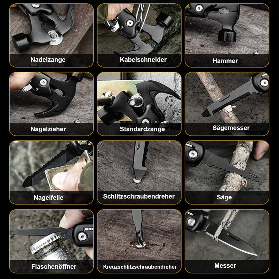 Geschenke für Männer, 12 in 1 Multifunktionstool, Multifunktionswerkzeug Hammer, Geschenke für Papa,