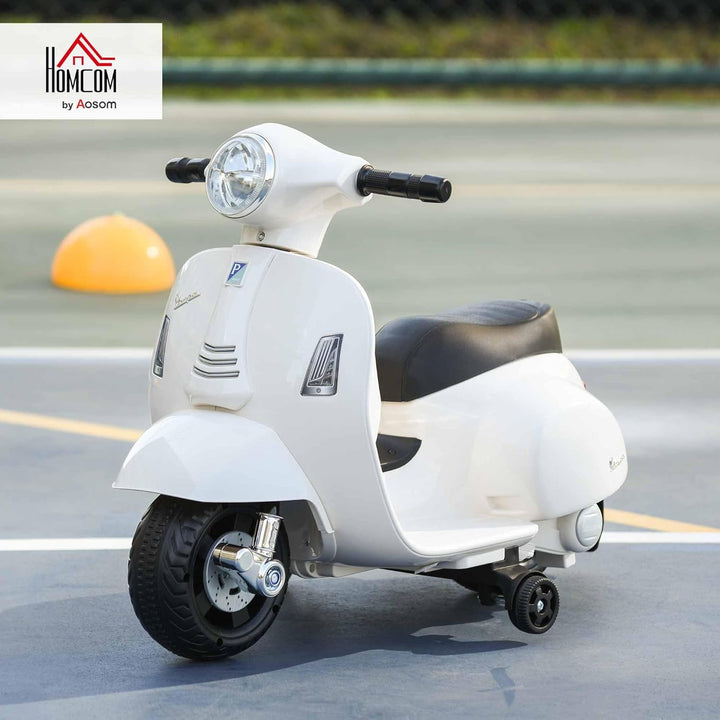 HOMCOM Vespa Elektromotorrad Kindermotorrad Elektrofahrzeug 18-36 Monate 3 km/h LED-Licht Sound PP-K
