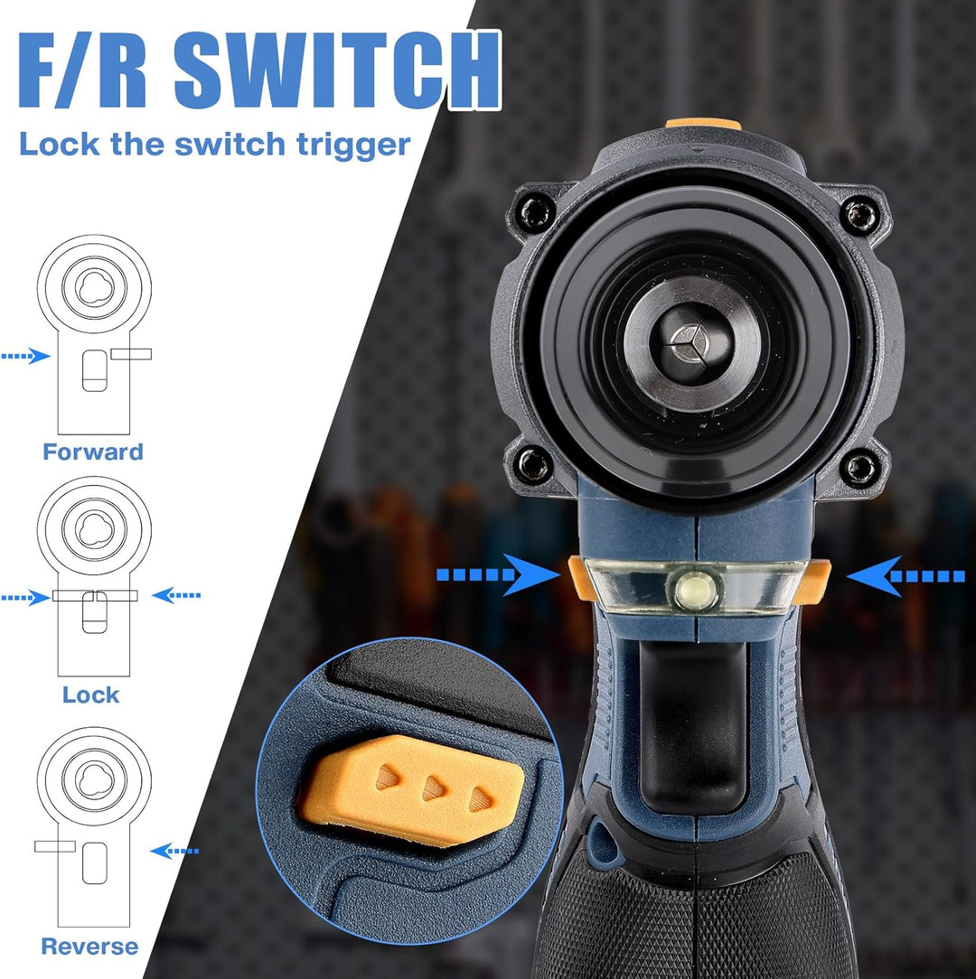 Akku Bohrschrauber mit Bürstenloser Motor - 16.8V Akku Bohrmaschine Bürstloser mit 2000mAh Akkus, 60