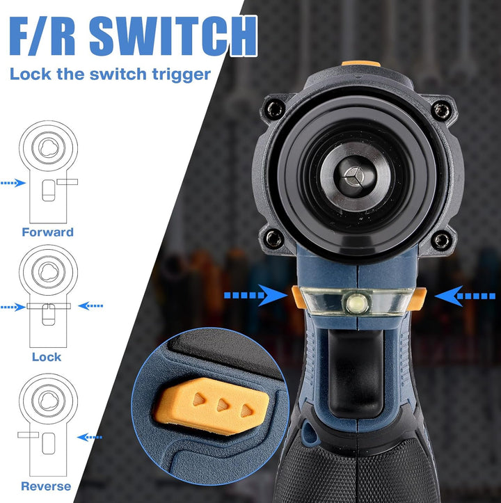 Akku Bohrschrauber mit Bürstenloser Motor - 16.8V Akku Bohrmaschine Bürstloser mit 2000mAh Akkus, 60