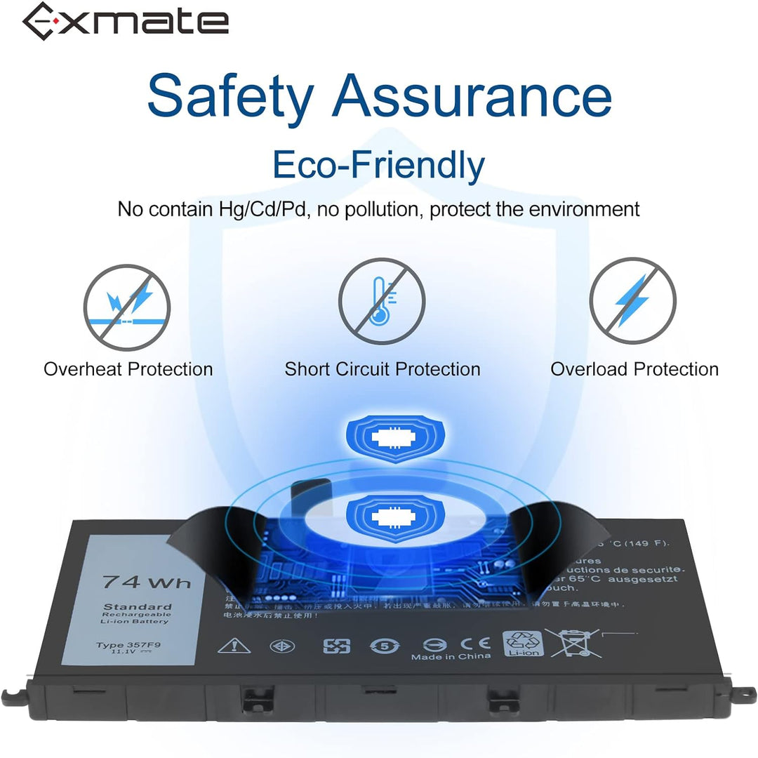 Exmate 357F9 0GFJ6 Akku für Dell Inspiron 15 7000 Series 7566 7567 7557 7559 5576 5577 INS15PD-1548B