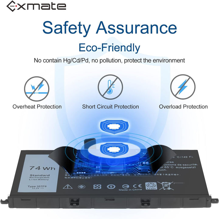 Exmate 357F9 0GFJ6 Akku für Dell Inspiron 15 7000 Series 7566 7567 7557 7559 5576 5577 INS15PD-1548B