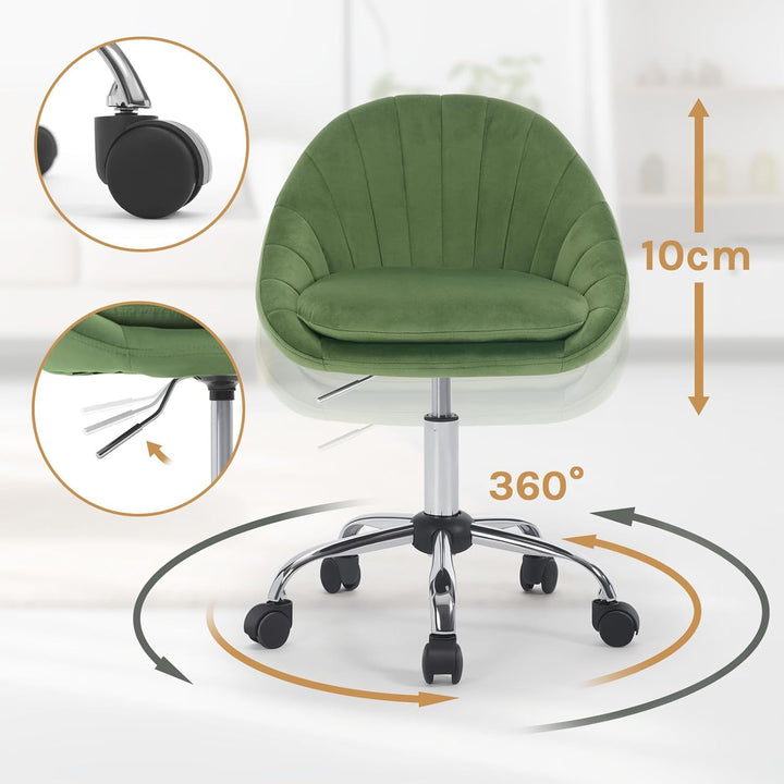 WOLTU Homeoffice Stuhl, Bürostuhl ergonomisch, Schminkstuhl drehbar, Drehstuhl mit Rollen, Schreibti