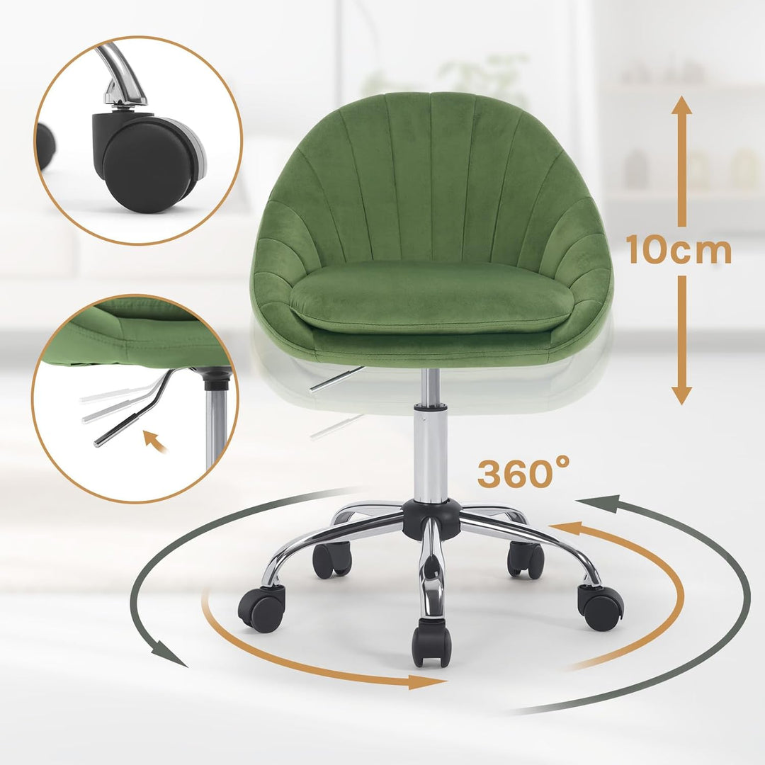 WOLTU Homeoffice Stuhl, Bürostuhl ergonomisch, Schminkstuhl drehbar, Drehstuhl mit Rollen, Schreibti