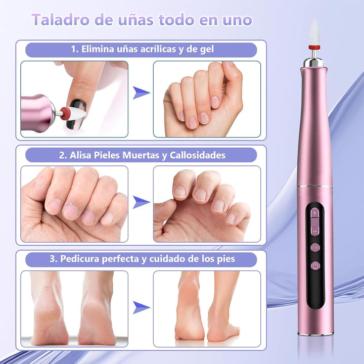 POFIBO Nagelfräser Kabellose 35000 U/Min Nagelfräser für Gelnägel - Professioneller Nail Drill für G