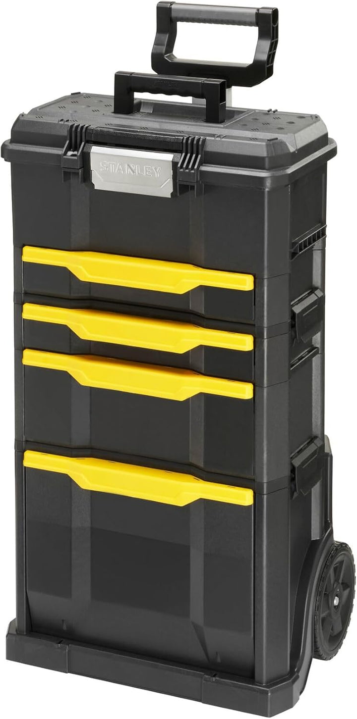 Stanley Rollende Werkstatt aus Metall-Kunststoff 1-79-206 – Werkzeugwagen leer mit 3 modularen Einhe