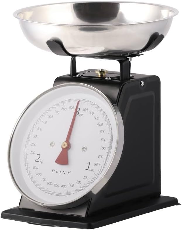 PLINT New 3KG Traditional Weighing Kitchen Scale With Stainless Steel Bowl, Retro Scales Mechanical