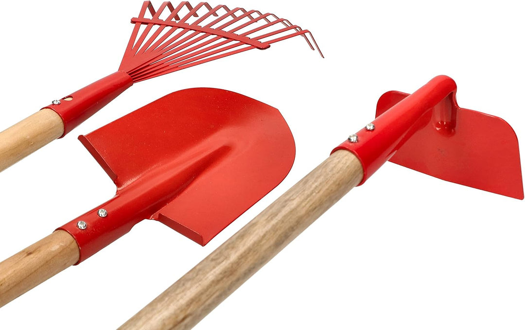 KOTARBAU® 3-TLG. Gartenwerkzeugset bestehen aus Rechen Spaten Hacke Kinderspielzeug