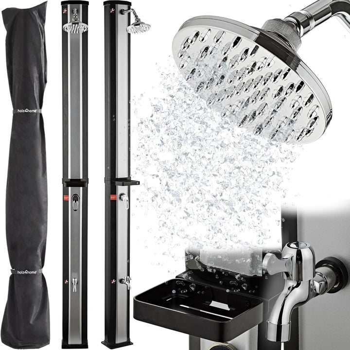 holz4home® Solardusche Gartendusche I Aussendusche mit Warmwasser bis 60°C I Outdoordusche für Garte
