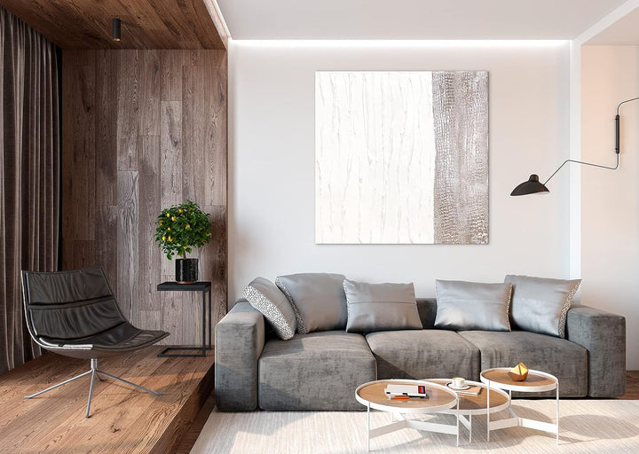 YS-Art Luxus Abstrakt Acryl Gemälde auf Leinwand Life 4 handgemalt Wandbilder Wohnzimmer modern Wohn