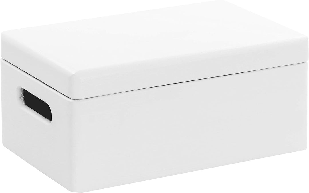 LAUBLUST Grosse Holzkiste Deckel und Griffe - 30x20x14cm, Weiss, FSC® | Allzweck-Kiste aus Holz - Au