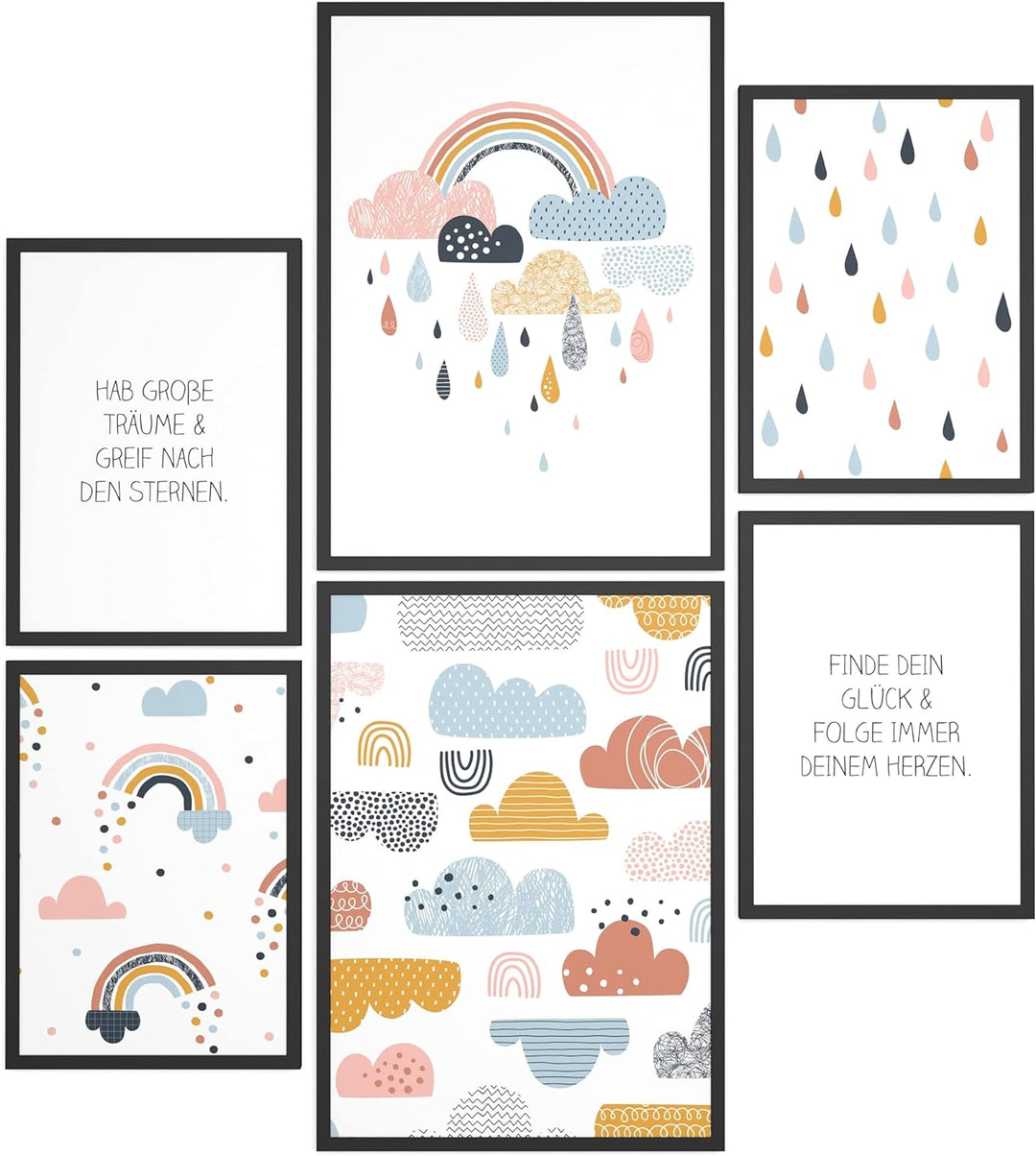 Papierschmiede® Bilder Kinderzimmer Kids Mood Poster Set Wolkentraum, Kinderzimmer Bilder Babyzimmer