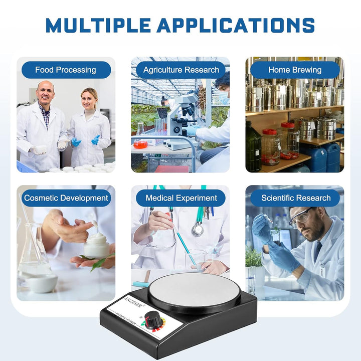 ANZESER Magnetrührer mit Magnetrührstäbe, Drehzahlbereich 0~3500 UpM, Rührmenge 3000mL