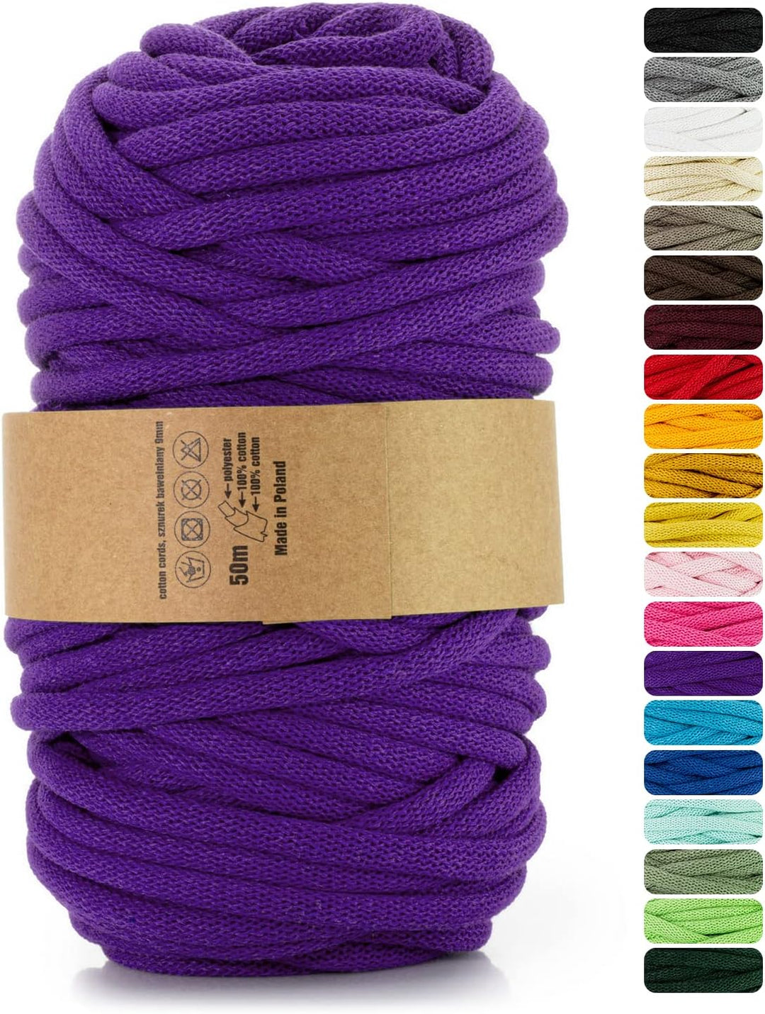 Netuno 1x Makramee-Garn Violett 9 mm 50 m Baumwollkordel mit Polyesterkern Kordel aus Baumwolle Kord