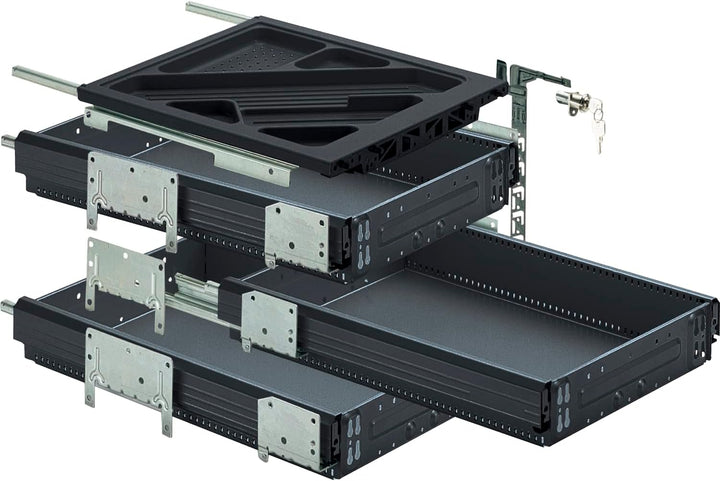 Hettich 41062 Systema TOP 2000 Container-Set SIL Sys, Vollauszug, ET 530, schwarz, Schwarz