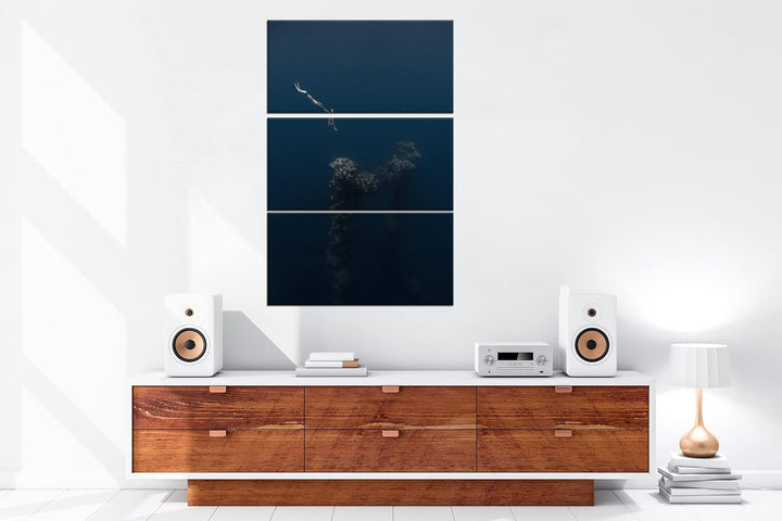 deyoli tiefer Tauchgang zum Meeresgrund Format: 3Teilig als Leinwandbild, Motiv fertig gerahmt auf E