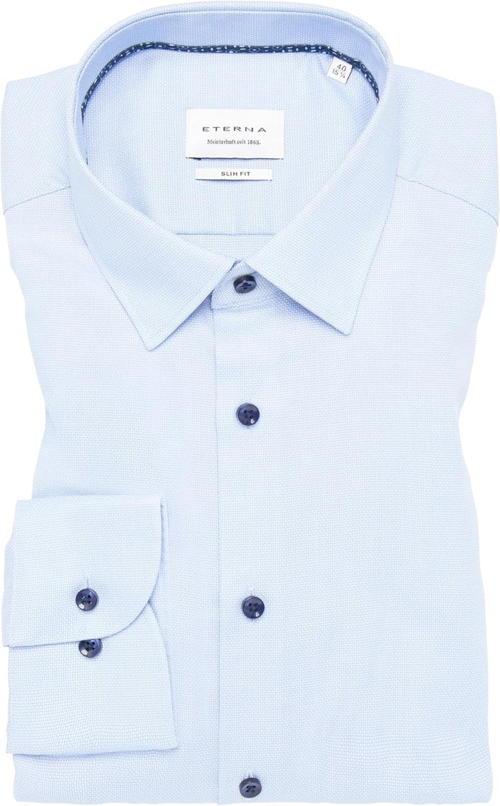ETERNA Herren Popeline Hemd Slim FIT 38 Kragen / 67 Ärmel Hellblau, 38 Kragen / 67 Ärmel Hellblau