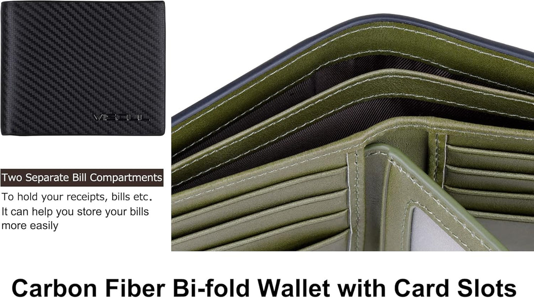 VISOUL Leder Geldbörse Herren mit ID-Fenster & RFID Schutz I Echtleder Geldbeutel für Männer I Porte