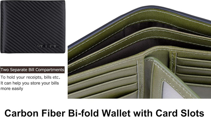 VISOUL Leder Geldbörse Herren mit ID-Fenster & RFID Schutz I Echtleder Geldbeutel für Männer I Porte