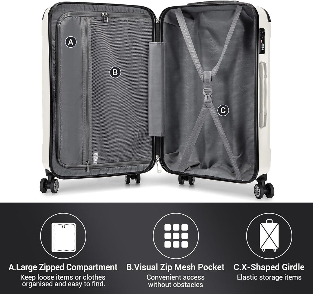 KONO Handgepäck Koffer Hartschale Trolley Koffer Handgepäck Flugzeug Reisekoffer 55×35×20cm (Koffer