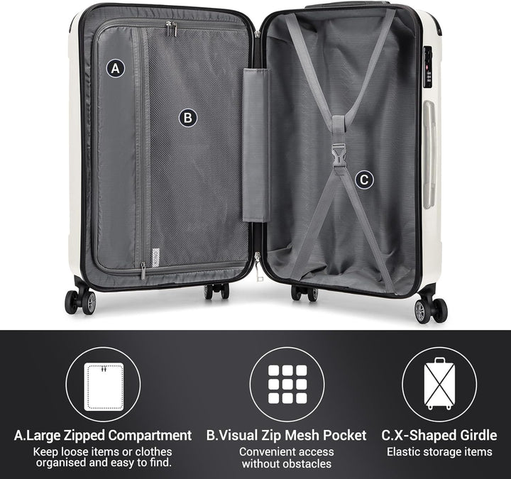 KONO Handgepäck Koffer Hartschale Trolley Koffer Handgepäck Flugzeug Reisekoffer 55×35×20cm (Koffer