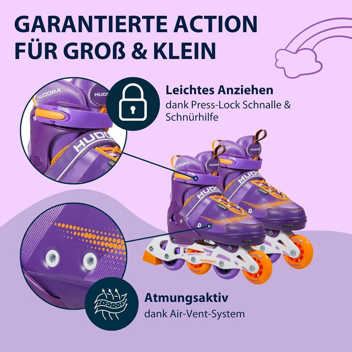 HUDORA Inliner Mia/Leon - Inliner für Kinder, Jugendliche und Erwachsene - Verschiedene Grössen - Ro