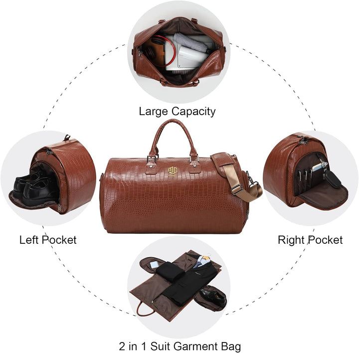 Modoker Kleidersack aus Leder, Hellbraun, Einheitsgrösse, Umwandelbarer Kleidersack, Hellbraun