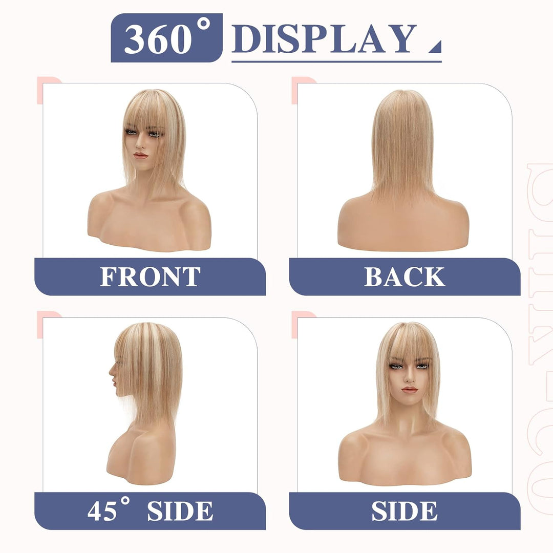 Silk-co Haarteile Echthaar Topper Extensions Echthaar Clip in Extensions Echthaar Glatt Toupet Haarv