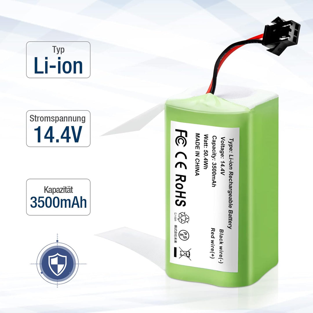 14,4V 3500mAh Li-Ion Ersatzakku Ersatzteile Kompatibel für Conga Excellence 990,950,1090 und Eufy Ro