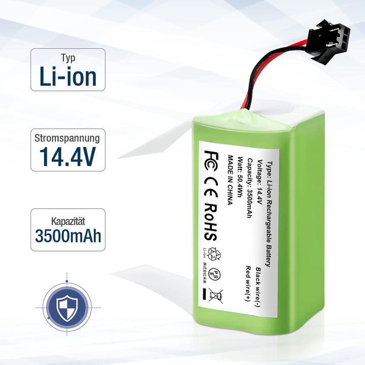 14,4V 3500mAh Li-Ion Ersatzakku Ersatzteile Kompatibel für Conga Excellence 990,950,1090 und Eufy Ro