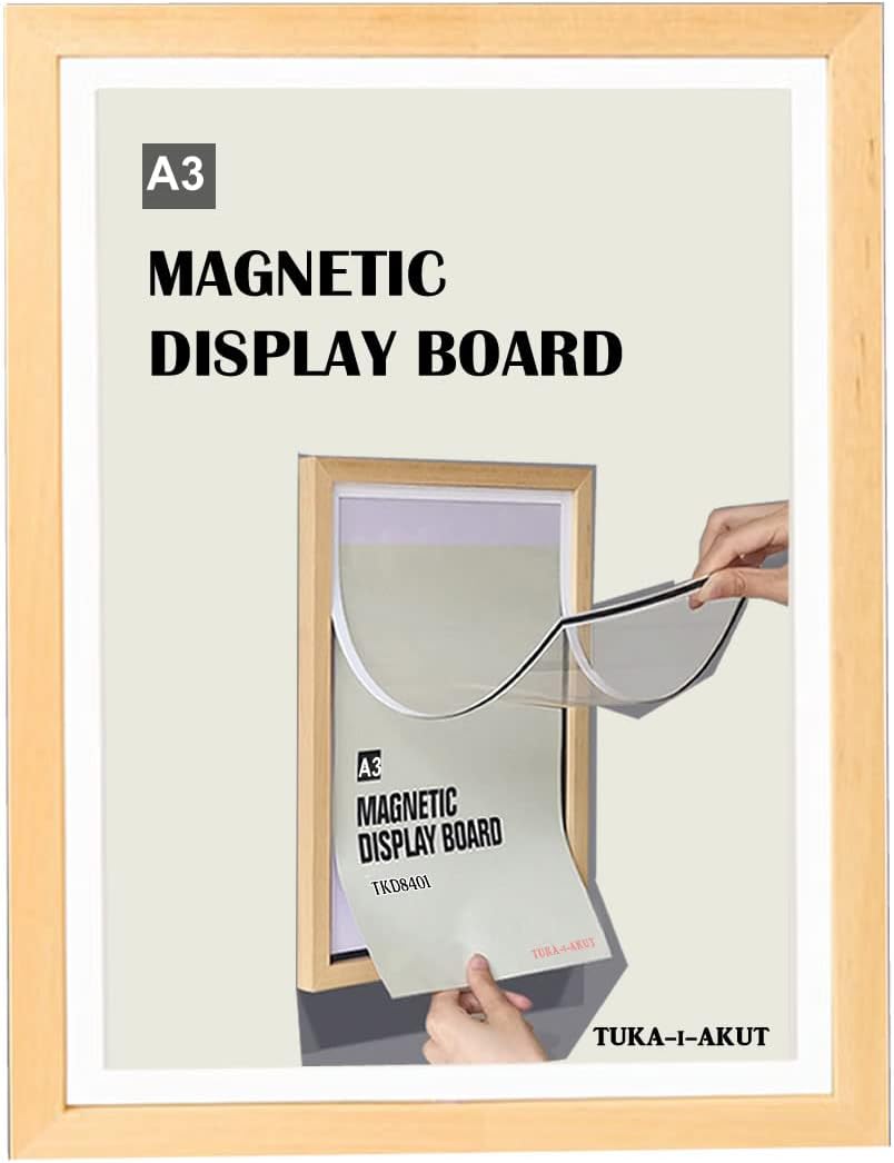 TUKA A3 Wechselrahmen Holz Natur mit Magnetverschluss, Acryl Info-Rahmen Plakatrahmen Posterrahmen B