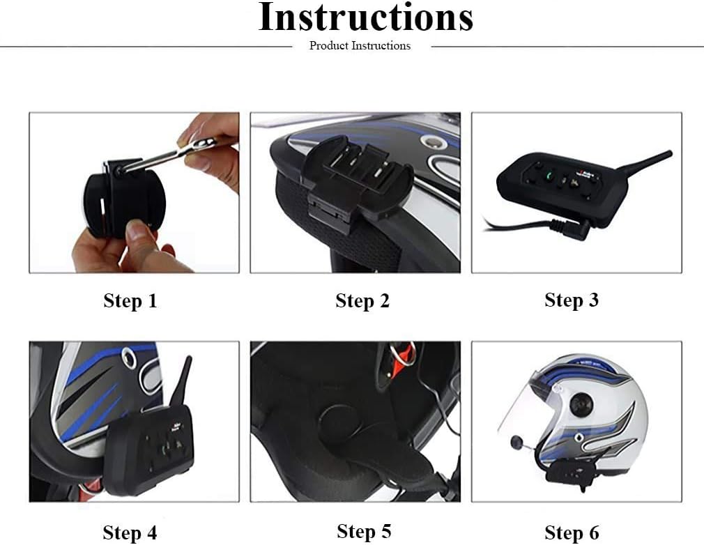 Qaurora V6 BT Interphone 1200M Bluetooth Motorrad Motorrad Helm Gegensprechanlage Headset mit Duplex