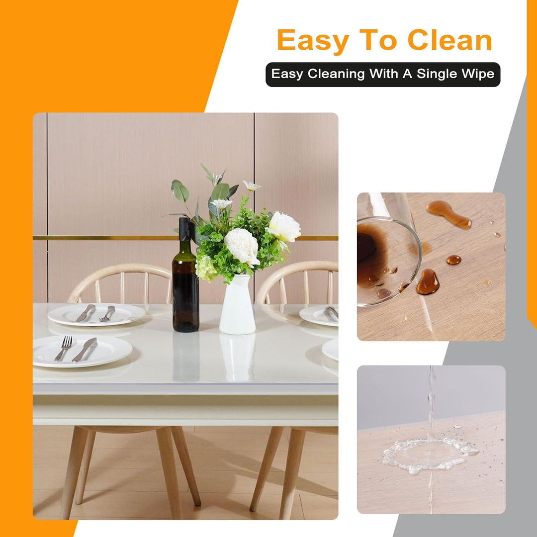 WOLTU Tischfolie 1 mm Tischdecke transparent wasserdicht, Tischschutz Folie abwaschbar, durchsichtig