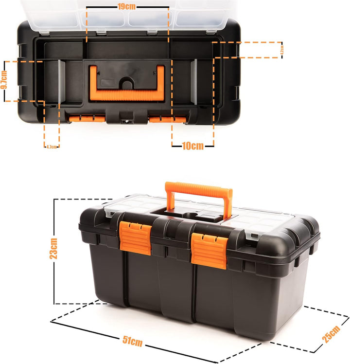 BigDean Werkzeugkoffer leer - 51x25x23cm - aus schlagfestem Kunststoff - Werkzeugkiste mit Innenabla