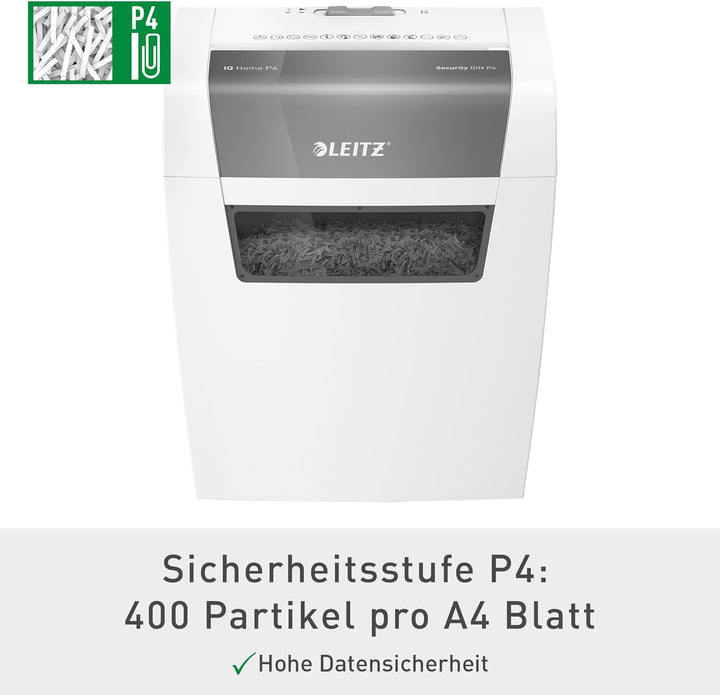 Leitz IQ Home Partikelschnitt Aktenvernichter P4, 7-6 Blatt (70-80 g/m²), 15 Liter Abfallbehälter, L