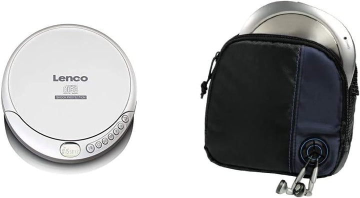 Lenco CD-201 - Tragbarer CD-Player Walkman - Diskman - Mit Kopfhörern und Mikro USB Ladekabel - Silb