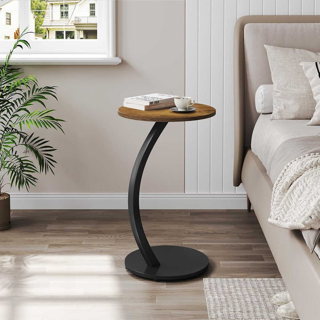 WOLTU Beistelltisch C Form, Couchtisch rund, Sofatisch Kaffeetisch, Kleiner Tisch für Couch Sofa Bet