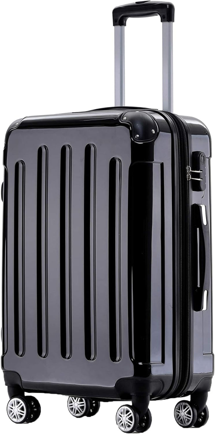 BEIBYE Zwillingsrollen 2048 Hartschale Trolley Koffer Reisekoffer in M-L-XL-Set in 15 Farben (Schwar