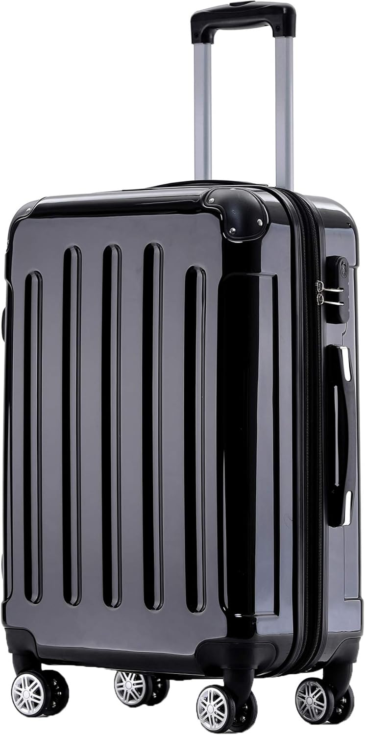 BEIBYE Zwillingsrollen 2048 Hartschale Trolley Koffer Reisekoffer in M-L-XL-Set in 15 Farben (Schwar