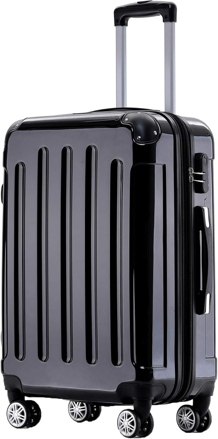 BEIBYE Zwillingsrollen 2048 Hartschale Trolley Koffer Reisekoffer in M-L-XL-Set in 15 Farben (Schwar