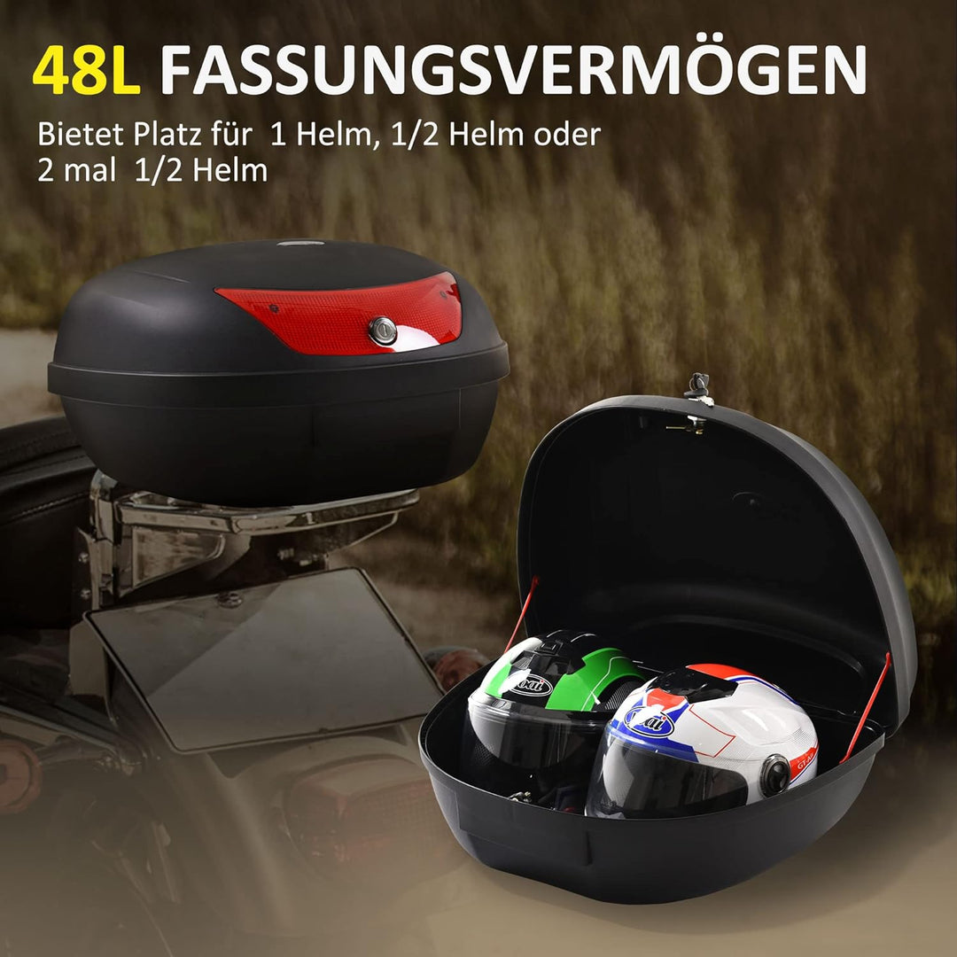 HOMCOM Motorradkoffer, Rollerkoffer für Motorräder, Roller, Mofas und Quads, 48 L Helmkoffer, Topcas