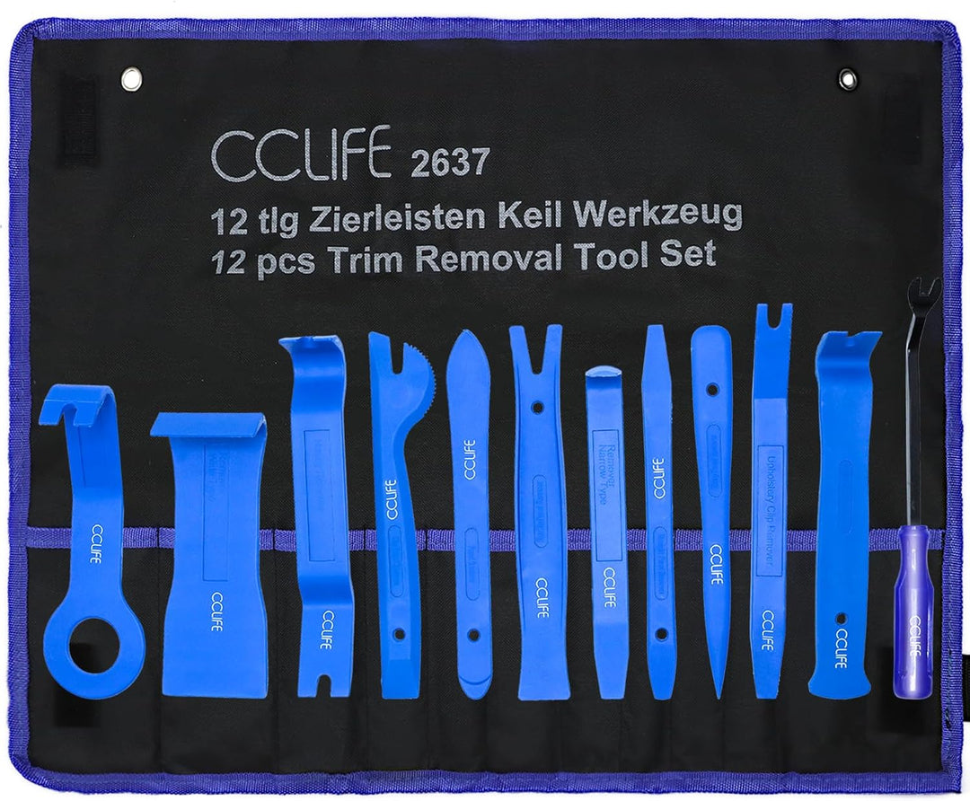 CCLIFE 12tlg Auto Demontage Werkzeug Set PP PA+ Zierleistenkeile Innenraum Verkleidung Türverkleidun