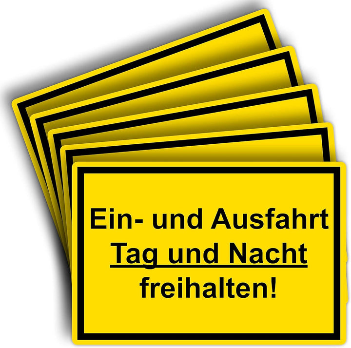 5 Stück Einfahrt und Ausfahrt freihalten Schilder 20 x 30 cm aus stabiler PVC Hartschaumplatte 3mm m