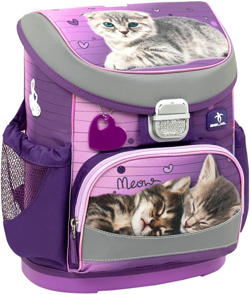 Belmil ergonomischer Schulranzen Set 4 -teilig für Mädchen 1, 2 Klasse Grundschule/Super Leicht 750-